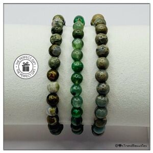 Chrysoprase, Impression Jasper & Rain Forest Jasper Semi-Precious Bead Bracelets